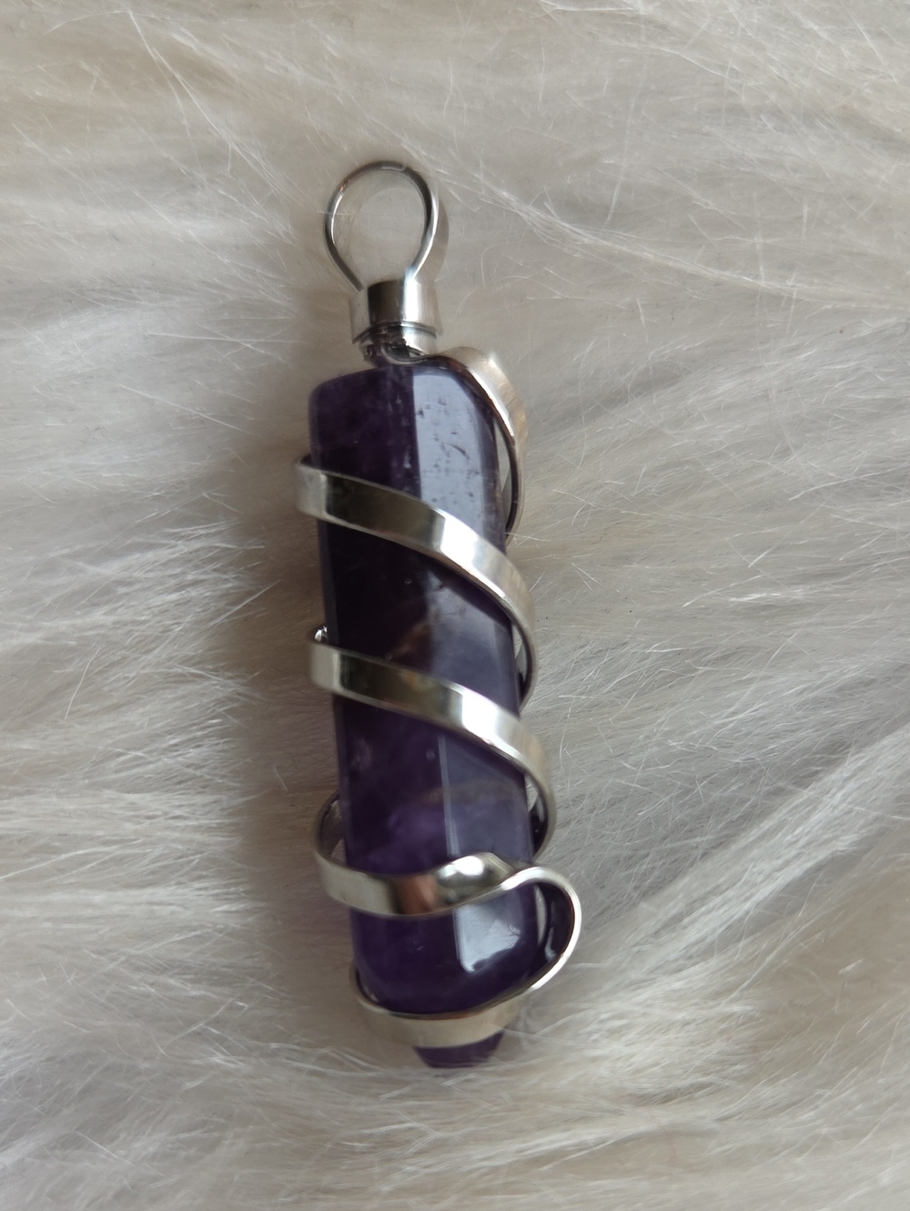 Amethyst Crystal Spiral Pendant - Purple Gemstone Necklace